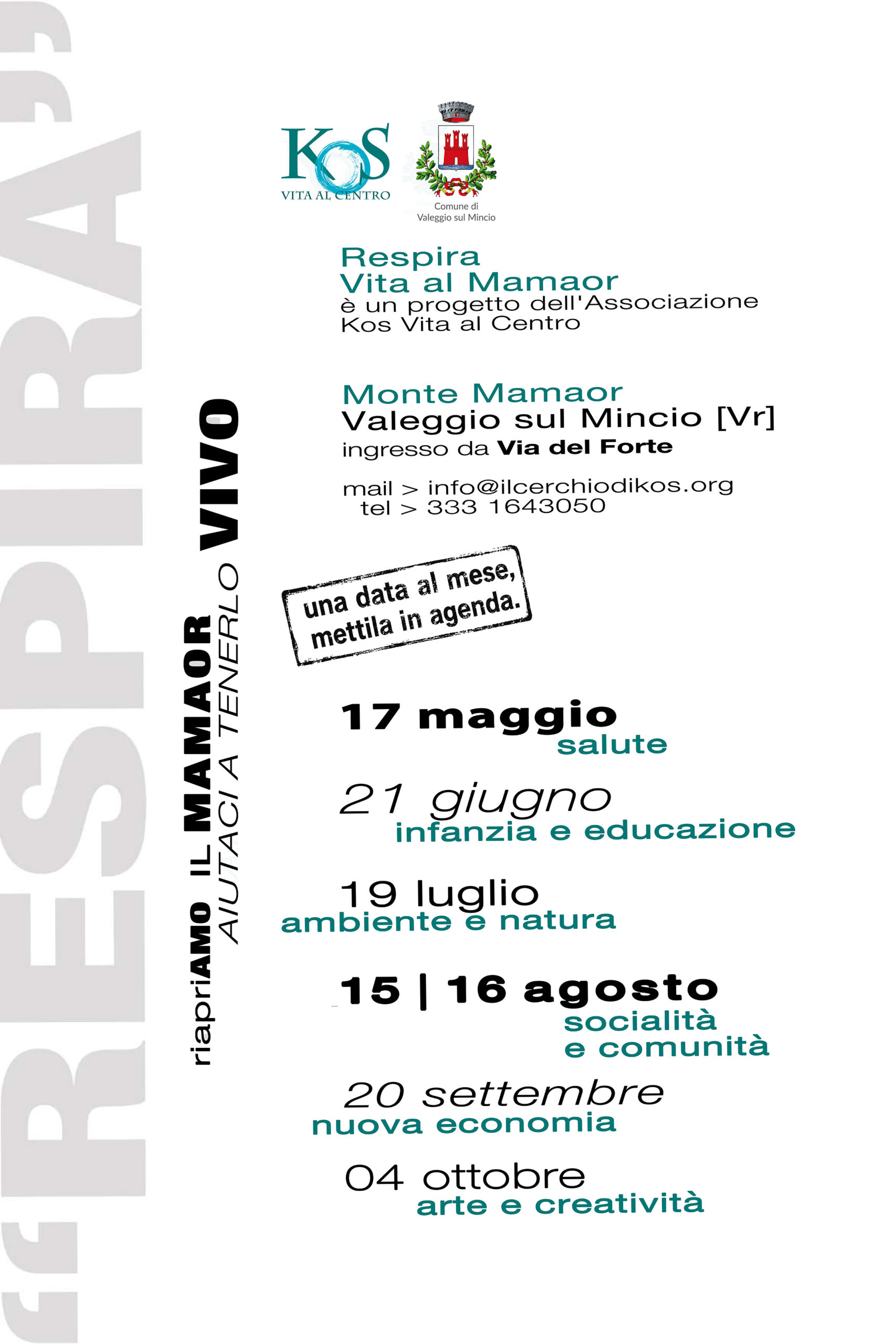 Pagina 1 della locandina generale degli eventi del festival Respira Vita Mamaor 2026