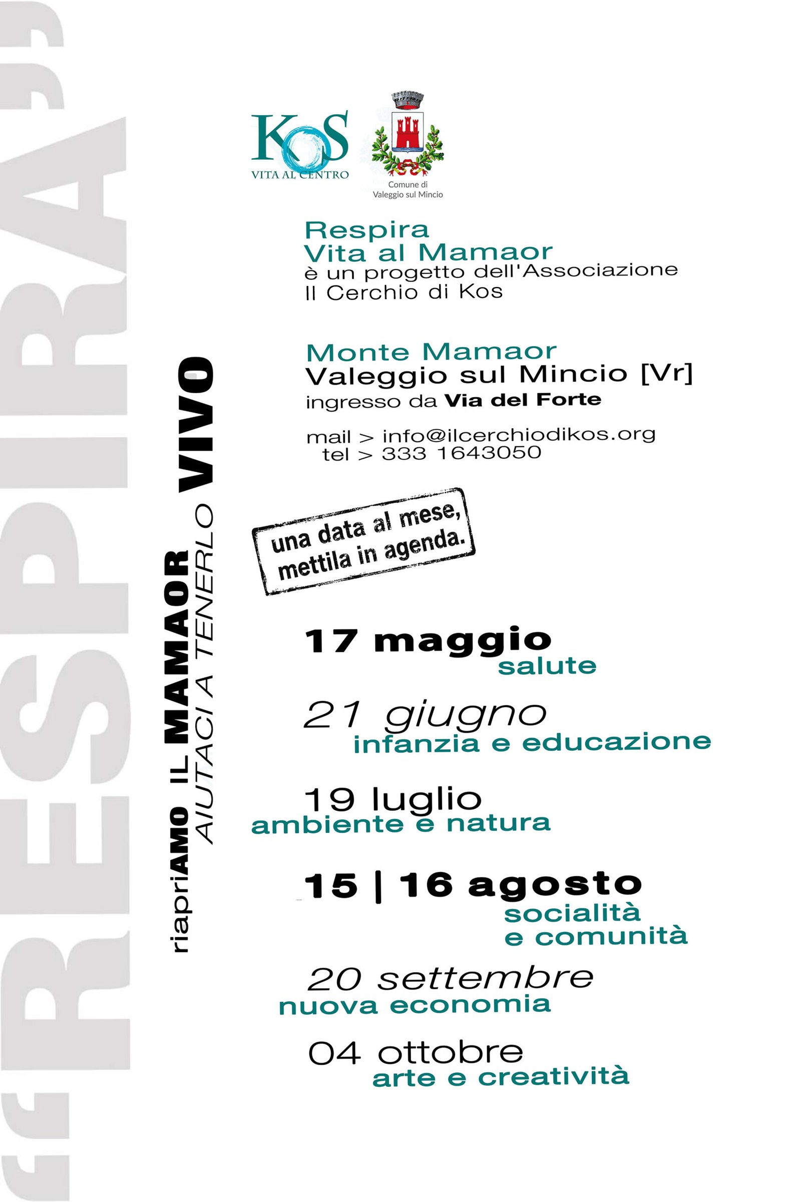 Pagina 1 della locandina generale degli eventi del festival Respira Vita Mamaor 2026